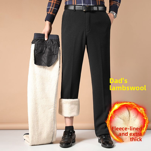 Pantaloni da Completo Invernali da Uomo, Caldi, Foderati <span class=keywords><strong>in</strong></span> Sherpa, Vestibilità Classica, Vita Alta, Gamba Dritta, Senza Pieghe, per Business - Product Image 1
