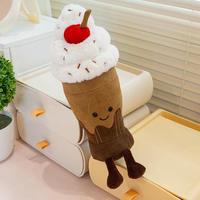 Jouet en peluche en forme de cornet de glace mignon de 25 cm, super doux, glace au chocolat, gâteau, tasse de thé au lait, jouets en peluche pour cadeau