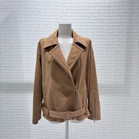 Blouson en cuir pour femme style motard en daim et peau de mouton, revers et poignets ajustés, fermeture éclair, imperméable, coupe-vent, pour le printemps, la conduite urbaine et les voyages