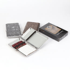 Porta-Cigarros de Metal Futeng 100mm Carteira Caixa para 20 Unidades com Logo Personalizado Pacote de Cigarros em Couro Vintage Estojo de Tabaco Atacado - Product Image 3