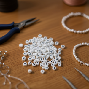 Ilan Abalorios Lettere Ottagonali Bianche 4x7mm Circa 17g - Product Image 3