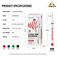 10 stylos marqueurs pour trous profonds, 21 mm de long, pointe fine de 2 mm, imperméables, séchage rapide, marqueurs permanents pour le travail du bois et la construction