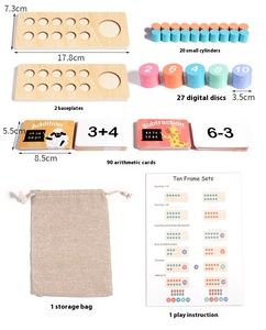 Bằng gỗ Mười khung thiết Toán manipulatives, cộng và trừ Montessori trò chơi toán học cho trẻ em, đồ chơi trẻ em - Product Image 2