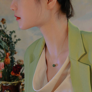 Qinghai Hetian Jade Ball Necklace Women's Round Geometric Clavicle Chain Gift Fashion Jewelry - Product Image 4