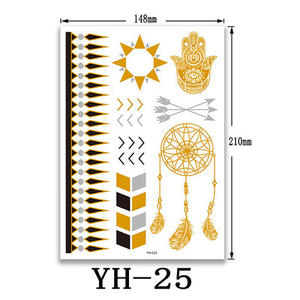 Nuevo Diseño de Pegatinas Temporales de Papel con Hoja de Oro y Plata para Bodas, Pegatinas de Tatuaje de <span class=keywords><strong>Henna</strong></span> Doradas - Product Image 6