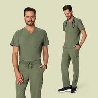 Ensembles d'uniformes de gommage pour hommes Polyester Spandex Medic personnalisé médecin infirmière gris Scrubs ensembles d'uniformes médicaux pour hommes