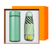 Nouvel ensemble cadeau de luxe en gros : Bouteille isotherme en acier inoxydable et parapluie, personnalisable avec logo, style professionnel, cadeaux Fête des Pères, protection UPF