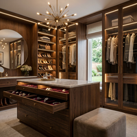 Système d'organisation de dressing sur mesure de luxe avec éclairage LED, porte en verre, grande capacité, rangement pour chambre à coucher