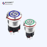 Interrupteur à bouton-poussoir étanche à 5 broches 22 mm, interrupteur éclairé par LED à courant élevé pour panneau de commande de machines de construction