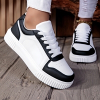 Baskets plateforme blanches style couple, chaussures de sport décontractées pour jeunes, unisexe, tige en PU, semelle extérieure MD, printemps été automne