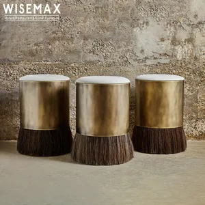 WISEMAX FURNITURE cadeiras de sala de estar modern luxury antique brass tassel and velvet round thing stool bedroom vanity stool