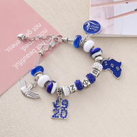 Charmant Designer Sororité Zeta Phi Beta Bijoux Bleu Royal et Blanc Ton Grec ZPB 1920 Colombe Symbole Perlé Sororité Bracelet