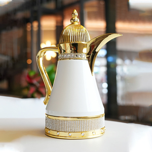 Bouteille à vide en verre rose à longue bouche de 700/1000 ml de style arabe de haute qualité de luxe Golden Light Hot Selling Thermos pour café et thé - Product Image 6