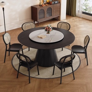Mesa de Comedor de Madera Maciza de Estilo Retro Francés con Plato Giratorio, Diseño Moderno para Casa Pequeña o Apartamento, Incluye Cuatro <span class=keywords><strong>Sillas</strong></span> - Product Image 5