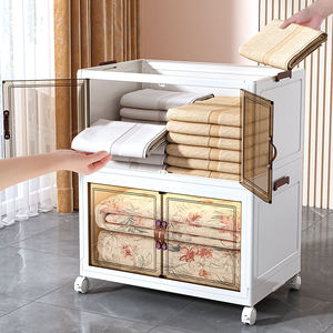 Gabinete de almacenamiento plegable para el hogar Armarios organizadores plegables Caja de almacenamiento de plástico apilable multifuncional y contenedores con ruedas - Product Image 4