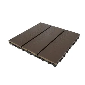 2024 new design wpc interlocking tiles with 3 slats 3D embossed wood facade factory wholesale