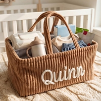 Panier de rangement personnalisé en velours côtelé avec nom, Décoration de chambre d'enfant, Panier à linge, Nom en fil 3D, Doux, Pliable, Cadeau de pendaison de crémaillère