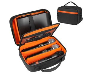 3 Slots <b>Wireless</b> <b>Microphone</b> Carrying Case <b>Microphone</b> Storage Bag Fits for 3 Mic Portable Mic case for Singing - Product Image 1