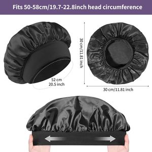 <span class=keywords><strong>Bonnet</strong></span> <span class=keywords><strong>de</strong></span> <span class=keywords><strong>nuit</strong></span> en satin uni à large bord avec logo personnalisé <span class=keywords><strong>pour</strong></span> femmes, hommes et unisexe, idéal <span class=keywords><strong>pour</strong></span> les soins capillaires et comme <span class=keywords><strong>bonnet</strong></span> <span class=keywords><strong>de</strong></span> douche - Product Image 6