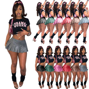 Y2K Ladies 2024 <strong>Pink</strong> Fashion High Waisted <strong>Skirts</strong> Mature Woman <strong>Leather</strong> Pleated Mini <strong>Skirt</strong> - Product Image 2
