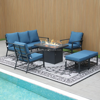 Ensemble de canapés d'hôtel de luxe modernes avec foyer mobilier de patio extérieur pour la plage et la villa canapés de jardin à cadre en aluminium