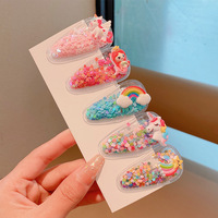 Barrettes en plastique pour enfants, accessoires de cheveux pour filles, pinces latérales pour fête, barrettes mignonnes pour bébés et enfants, barrettes BB princesse à sable mouvant