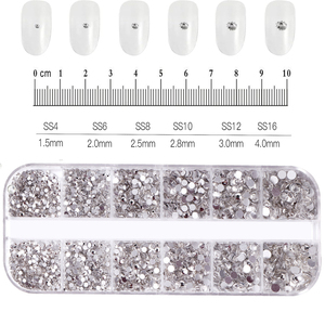 Navidad rojo 12 rejilla 1500 Uds. Diamantes de imitación de cristal para uñas SS4-SS16 parte posterior plana <span class=keywords><strong>AB</strong></span> cristal Strass 3D encanto DIY manicura decoraciones de uñas - Product Image 6
