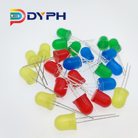 Diodes électroluminescente LED fabrication, lot de 10 diodes lumineuses, rondes, rouge, bleu, 8mm 10mm