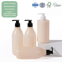 Bouteille de shampoing vide en paille de blé écologique rechargeable avec pompe pour hôtels, complexes hôteliers et salles de bain d'hôtes