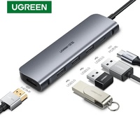 Adaptador Multipuerto UGREEN CM136 USB C Hub 5 en 1, 4K-HDMI, Entrega de Energía de 100W, 3 Puertos de Datos USB 3.0, Velocidad de Transferencia de 5Gbps