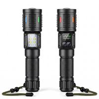 Lampe torche multifonctionnelle à laser blanc, lampe torche militaire d'extérieur, lumière puissante, longue durée, zoom, éclairage d'urgence