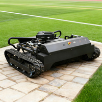 Tondeuse à gazon industrielle automatique télécommandée sans fil à essence à braquage zéro pour l'agriculture, avec chenilles tout-terrain en caoutchouc