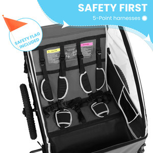 <span class=keywords><strong>Remorque</strong></span> de vélo pour enfants EU Ship Sepnine BT609 avec pneu amortisseur respirant, pliable et sécuritaire, espace de rangement - Product Image 5
