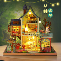 DIY Cottage ES002-A Région secrète de la jungle, modèle de paysage en bois fait main à assembler, ornement, cadeau d'anniversaire 28x21x27cm Couleur
