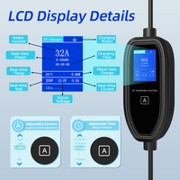 Chargeur EV portable OEM & ODM 22 kW Type 2 32A avec programmation de charge hors crête, câble de charge de 5 m et écran LCD, contrôle par application