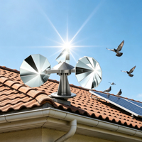 Wind-aangedreven reflecterende vogelafschrikker met roterende spiegel voor dak, zonnepaneel, boomgaard, duiven- en mussenverjager