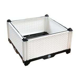 New Arrivals Plastic Raised <b>Garden</b> Bed White Rattan Style Grow Planter Care Box for Self-Watering Elevated Herb - Product Image 1