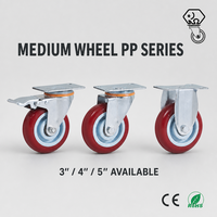 Roues pivotantes industrielles en PP de 75/100/125 mm, capacité de charge de 100 kg, roues de remplacement pour chariot