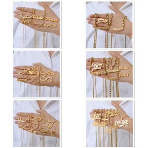 Stainless Steel Name <strong>Necklace</strong> Personalised 14K 18K Gold Plated Custom Jewelry Set Diy <strong>Pendant</strong> <strong>Necklaces</strong> For Men Women - Product Image 2