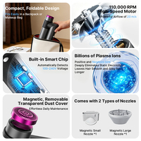 Custom Foldable Mini High Speed Plasma Hair Dryer 6 Speed Temperature Portable Blow Dryer