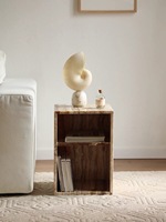 Table d'appoint en travertin naturel de style français du milieu du siècle, table de chevet, meubles pour salon, appartement, villa, hôtel
