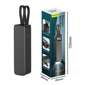 Mini Banco de Energía Personalizado con Logotipo, Cargador Portátil de 5000 mAh con Cables Integrados y Linterna, el Mejor Regalo Promocional - Product Image 5