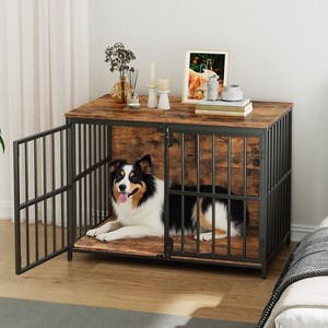 Meubles <span class=keywords><strong>de</strong></span> caisse pour chien, niche intérieure en métal pour chien, cage pour chien robuste pour chien <span class=keywords><strong>de</strong></span> petite/moyenne taille, table d'appoint décorative - Product Image 4