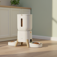 Distributeur intelligent de nourriture pour animaux de compagnie en plastique élégant de 5 L - Machine de nourrissage à distance contrôlée par application - Distributeur automatique à double bol pour chats et chiens