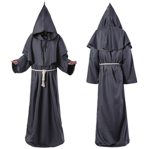 Robes de moine médiévales, costumes de prêtre unisexes en polyester, tenues de cosplay pour Halloween, jeux d'animation, jeux de rôle - Product Image 3