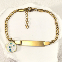 Bracelet en acier inoxydable incurvé gravé personnalisé avec breloque couronne, nom sur mesure, bijou fantaisie DIY, cadeau, vente en gros