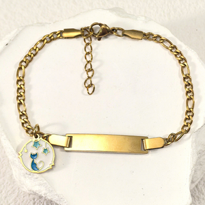 Bracciale in Acciaio Inossidabile Curvo Personalizzato con Incisione e Ciondolo a Corona, Gioiello Moda Fai-da-Te con Nome Personalizzato, Regalo - Product Image 4