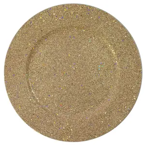 13 "รอบGold GlitterหนังCharger Plate