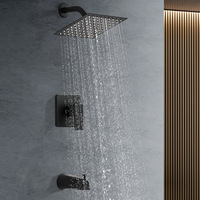 Ensemble de système de douche à effet pluie chromé de 12 pouces, montage mural encastré, robinet de douche carré pour salle de bain