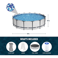 Piscina Rectangular Plegable Familiar EIGFOH de 15 Pies de Diámetro, Estructura Metálica Resistente, Revestimiento de PVC Resistente a Químicos, Ecológica